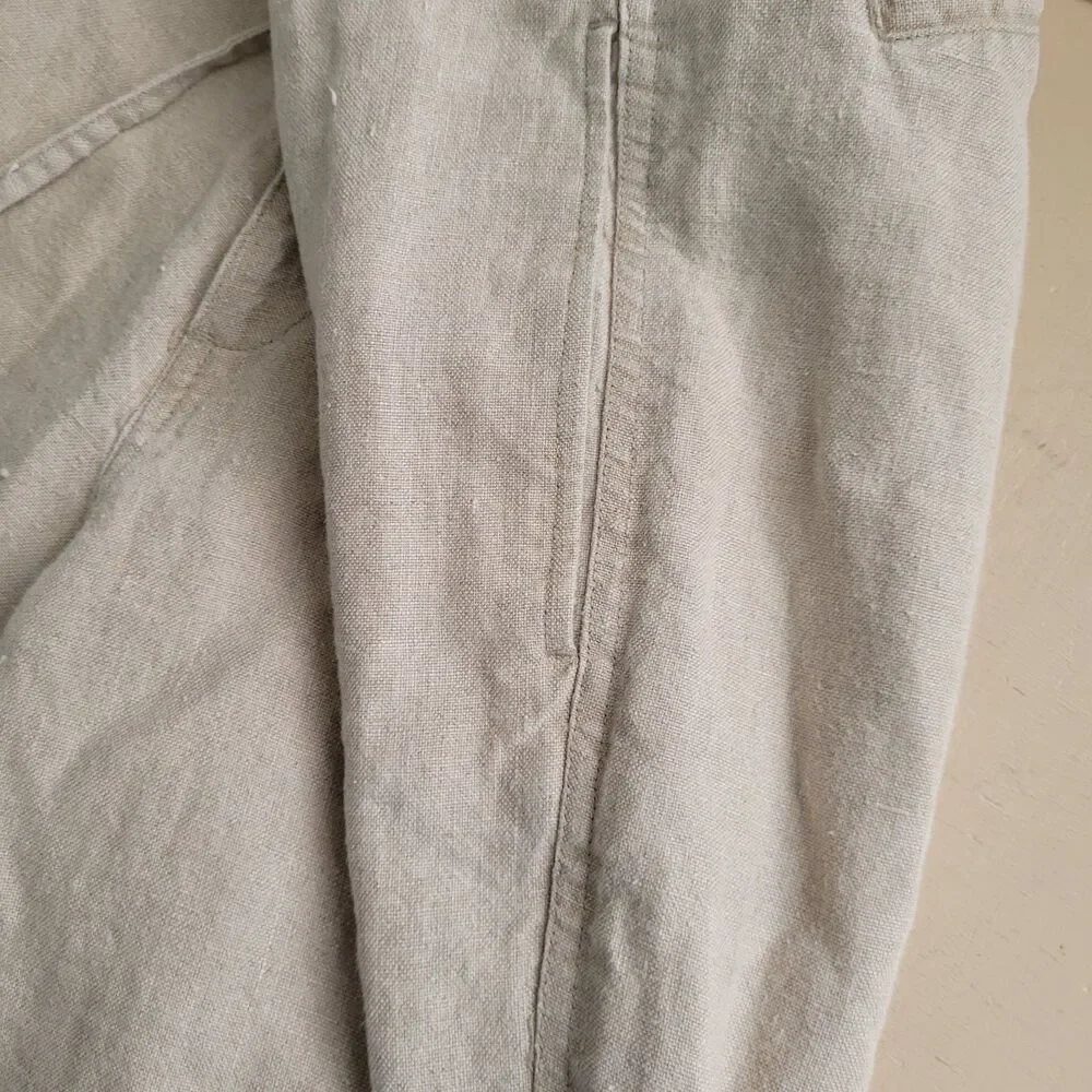 Quickreflex Linen Loose Fit Drawstring Waist Pants Medium Khaki 34X34 Light Weig
